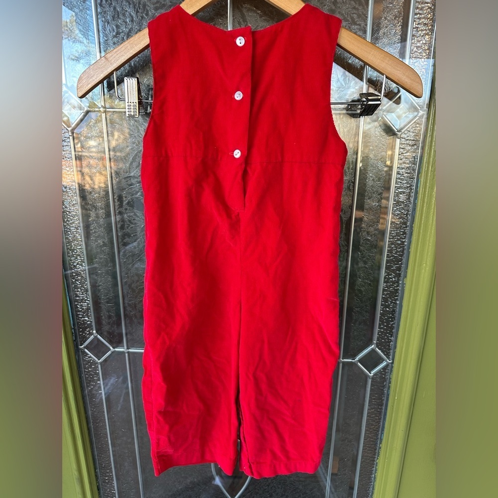 Boys 3T Red Santa Christmas Tree Snow Man Smocked Sleeveless Jon Jon Holiday - Picture 5 of 5